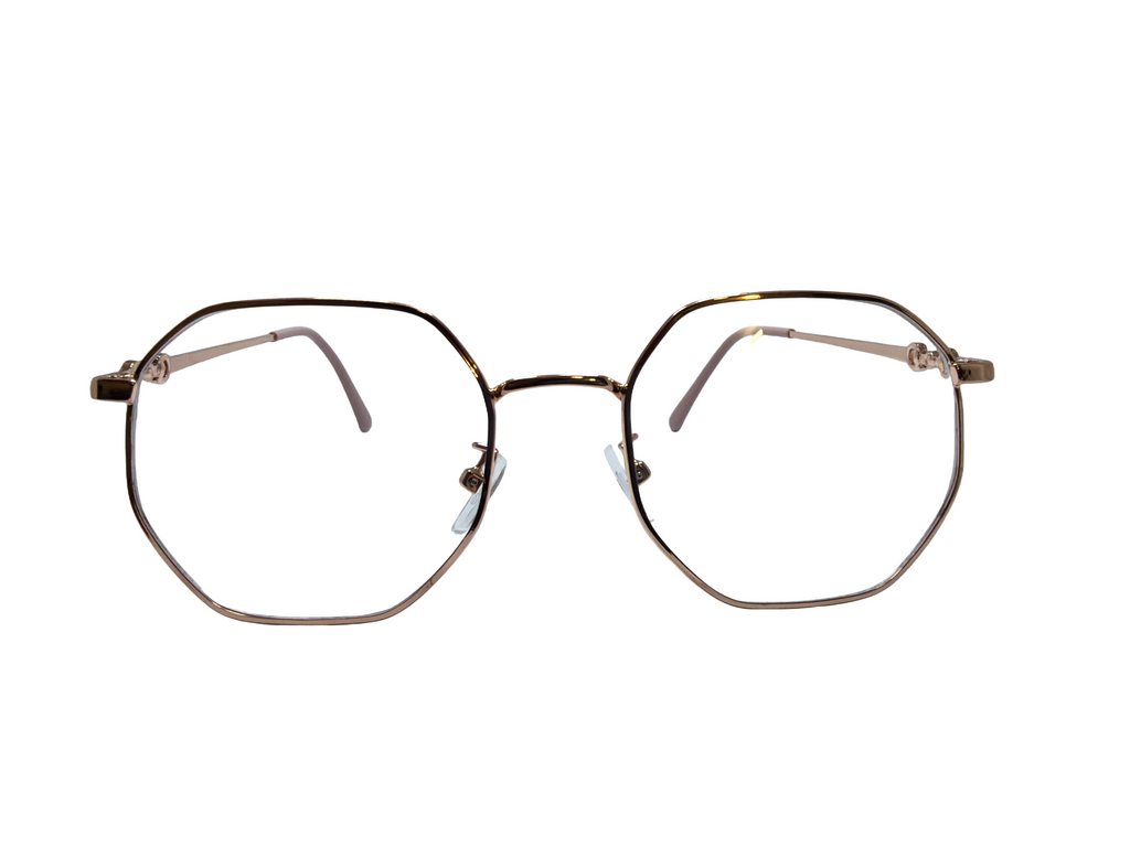 AYNA Roselle Gold Pink Rectangle Optical Frame with Stone Accents