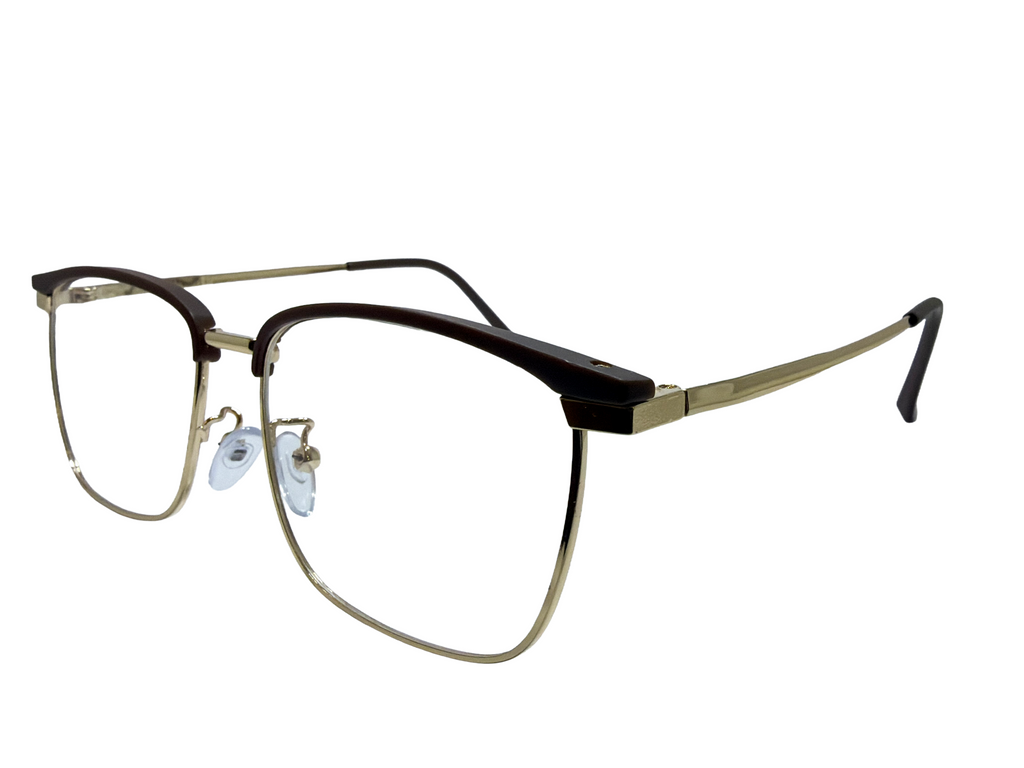 AYNA Maven Brown Gold Browline Rectangle Optical Frame