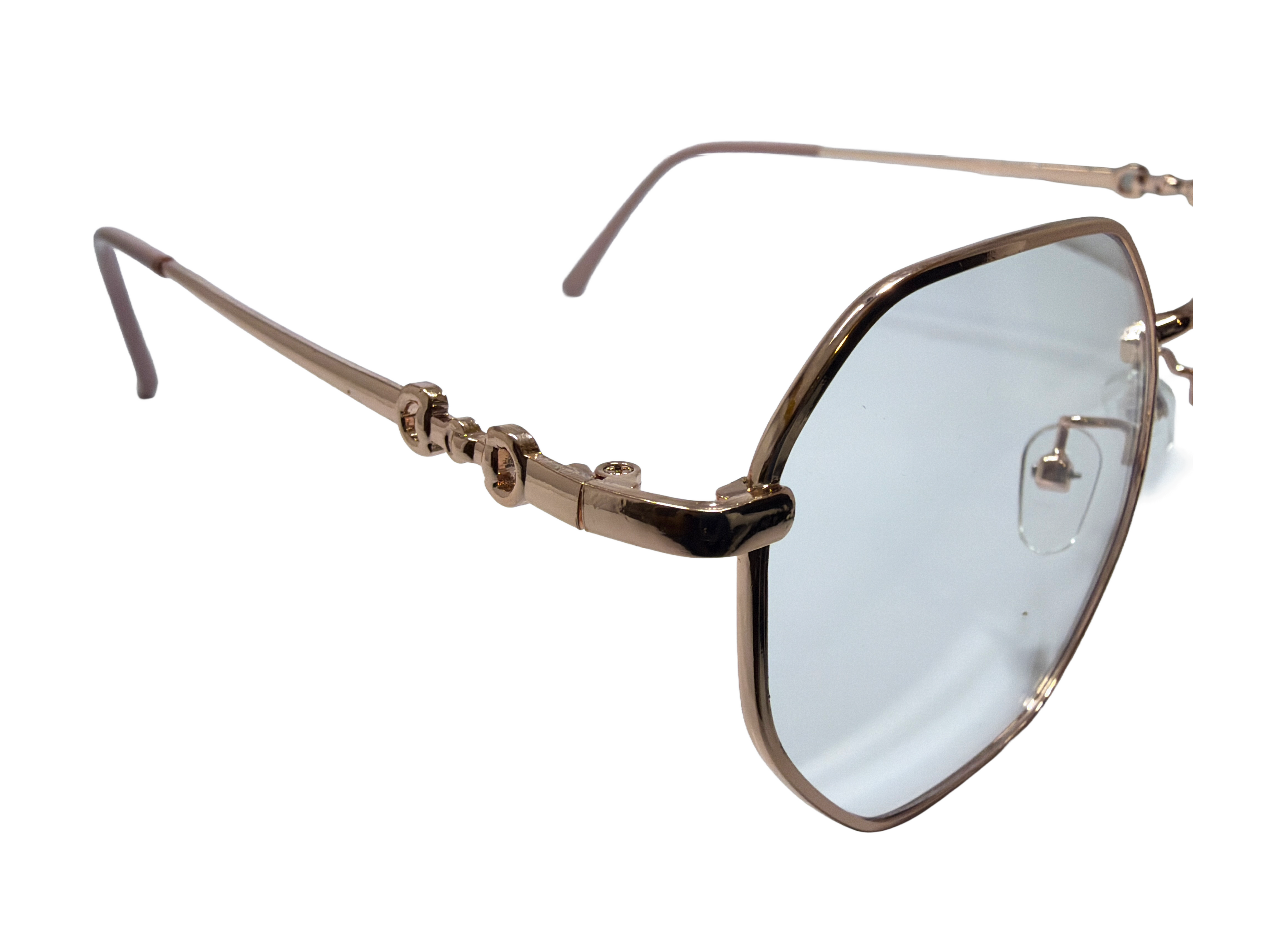 AYNA Roselle Gold Pink Rectangle Optical Frame with Stone Accents