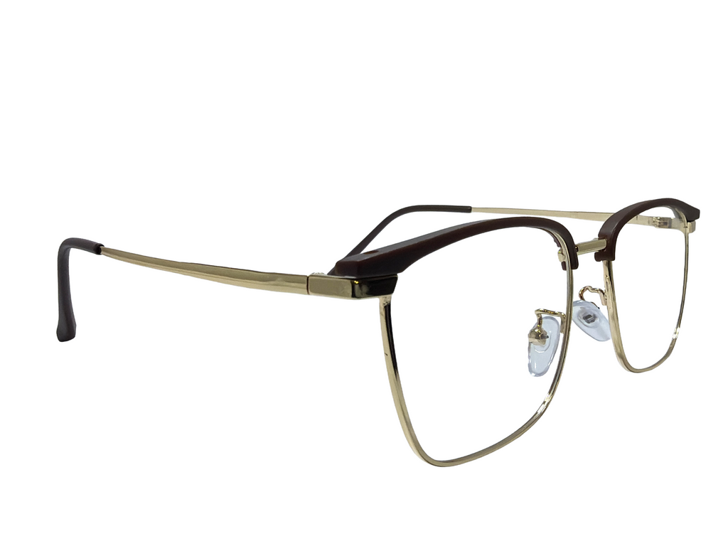 AYNA Maven Brown Gold Browline Rectangle Optical Frame