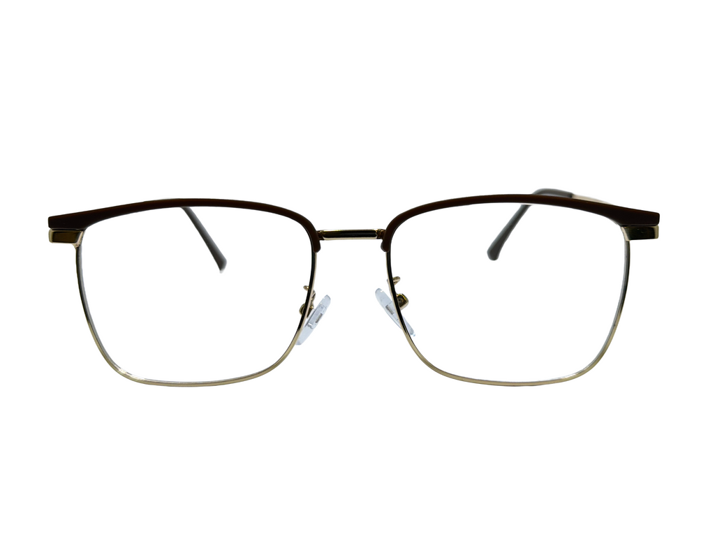 AYNA Maven Brown Gold Browline Rectangle Optical Frame