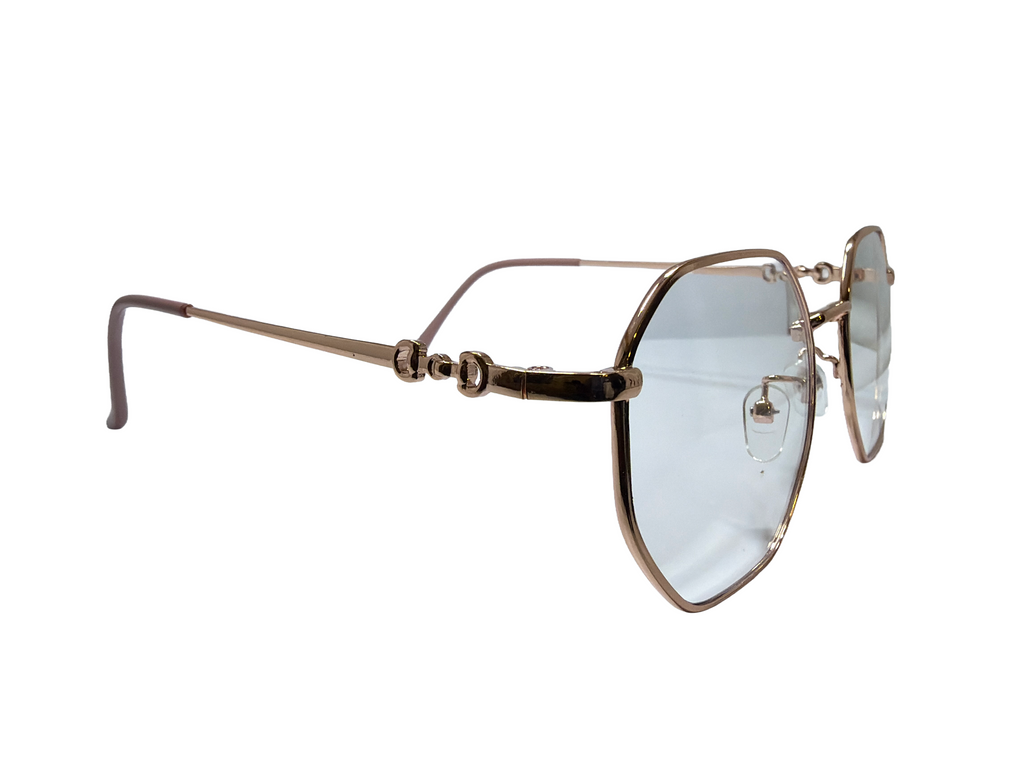 AYNA Roselle Gold Pink Rectangle Optical Frame with Stone Accents